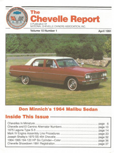 THE CHEVELLE REPORT 1991 APR - '75 S-3, '70 LS5 SS454 DROPTOP, 6-BANGER COLORS